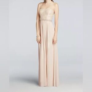 David’s Bridal // Strapless Chiffon Pastel Lace Dress